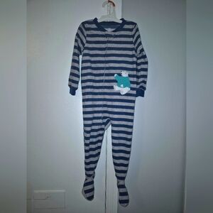 Carter's Striped Blue & Gray Kids Footie Size 2T With Polar Bear Applique